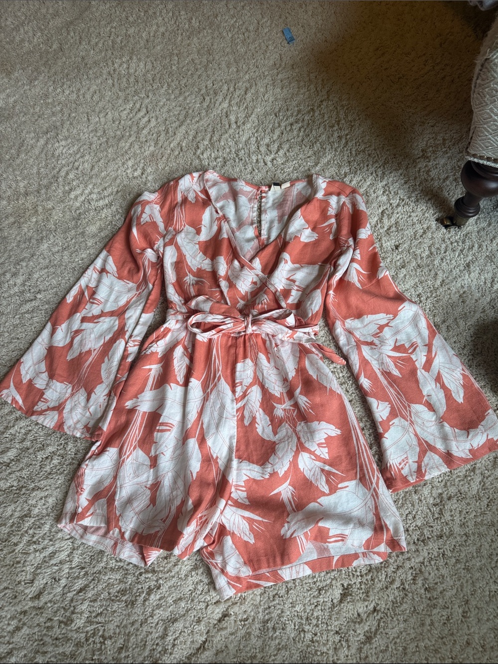 Roxy Coral and White Floral Romper